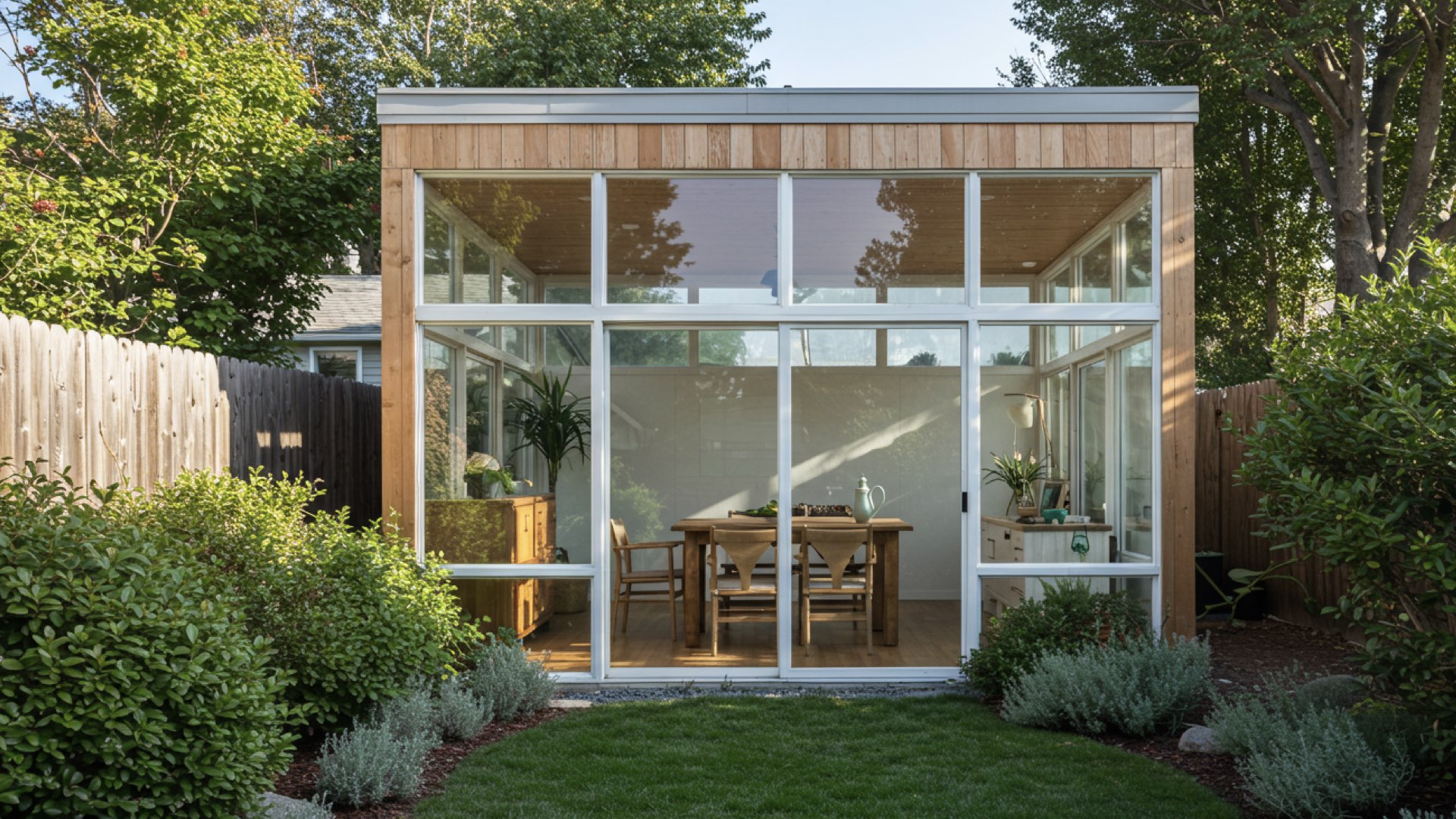 Backyard office design by builders in Westminster